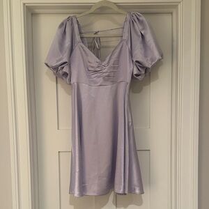 Altar'd State Shimmering Lilac Puff Sleeve Mini Dress